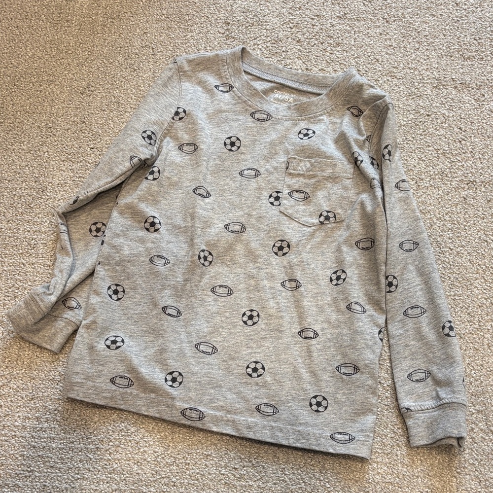 Carter's Heather Gray Sports Print Long Sleeve Tee
